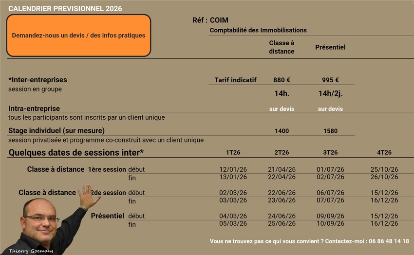 Image : dates des sessions de formation de Thierry Goemans en 2026